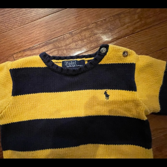 Polo Ralph Lauren kids size L/XL navy Blue & Yellow child pit to pit 12 inches - Picture 5 of 10